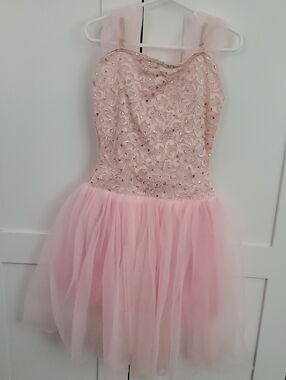 Kids Pink Sequined Tulle Ballet Costume Dress